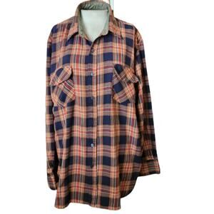 Orange and Black Plaid Button Up Shirt Size XL